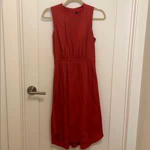 Red midi length dress